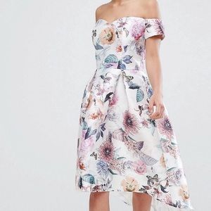 Printed off the  shoulder midi dress